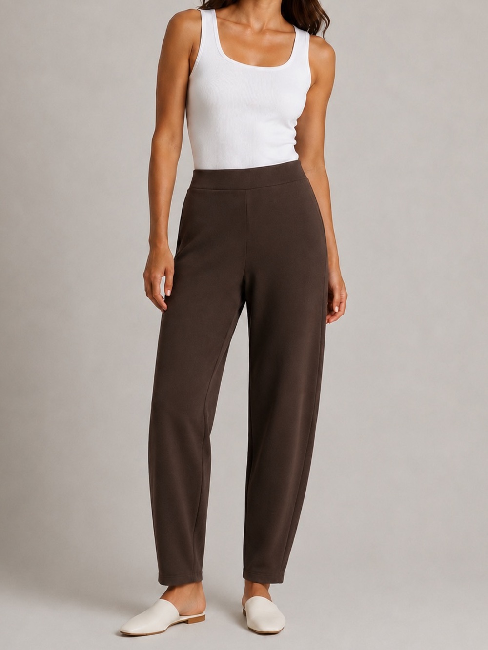 Spanx dark brown air essentials barrel leg pants M